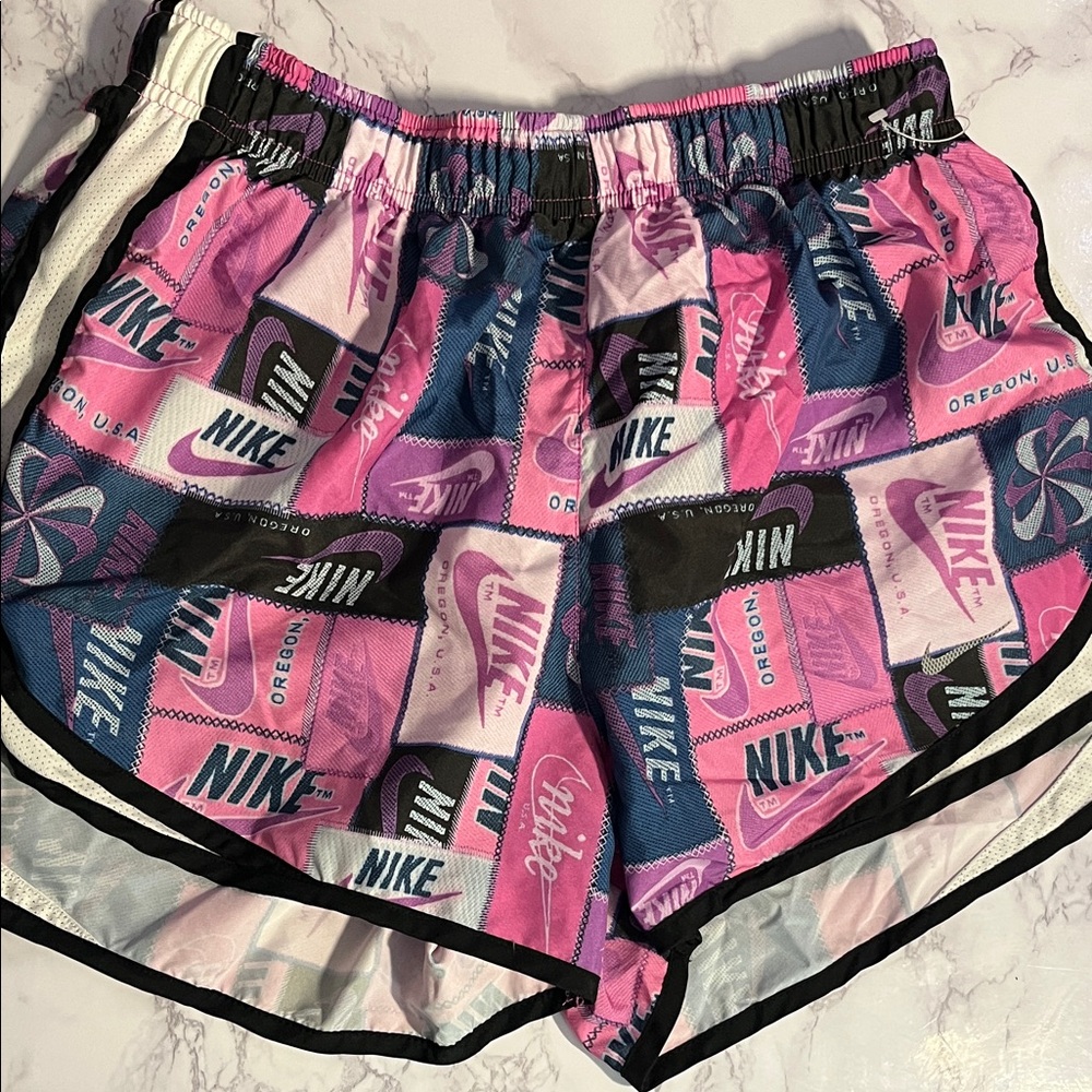 Nike Women's Pink and Blue Athletic Shorts